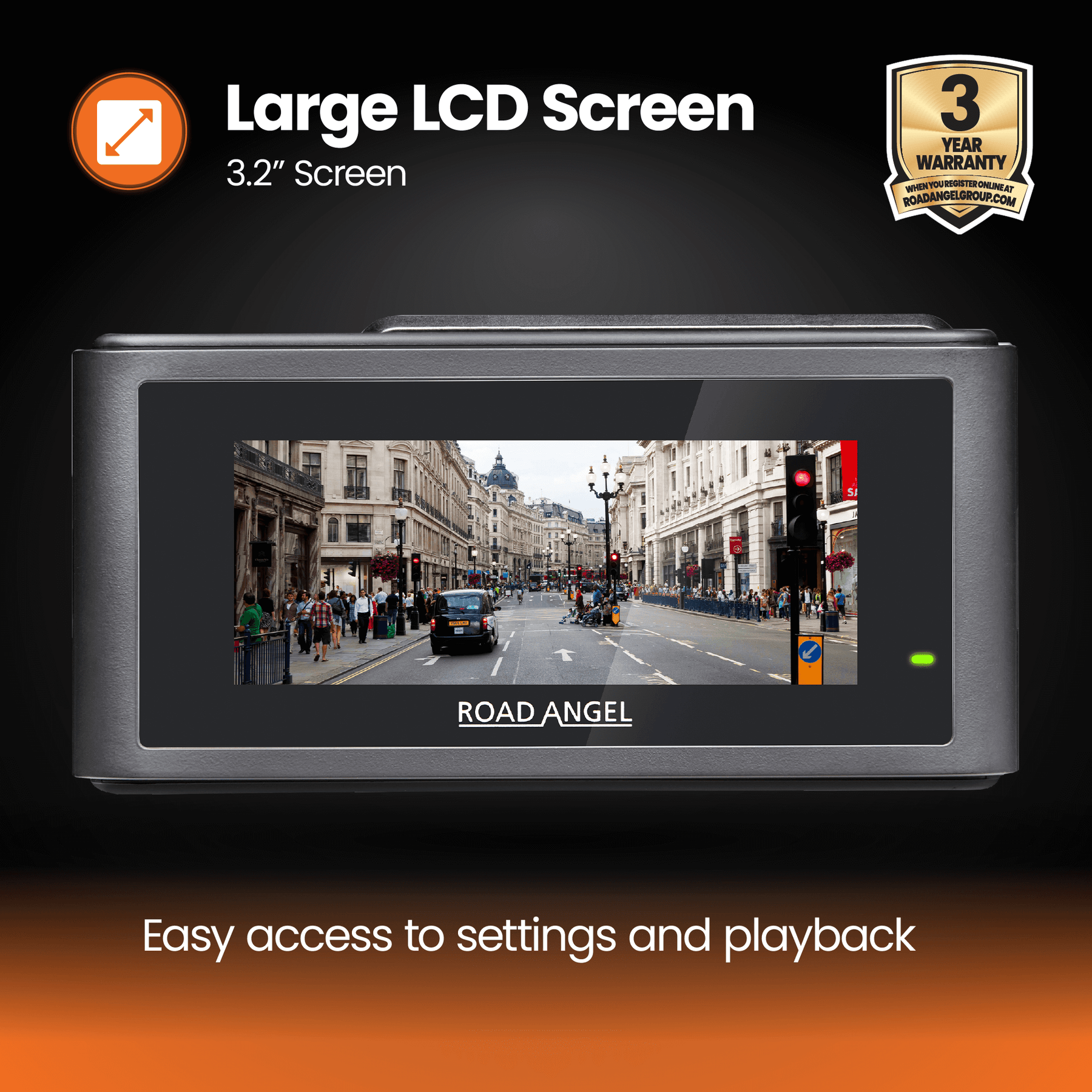 New- Road Angel Halo Play 4K Single Dash Cam with 3.2" Screen, Parking Mode & Quick Release mounting