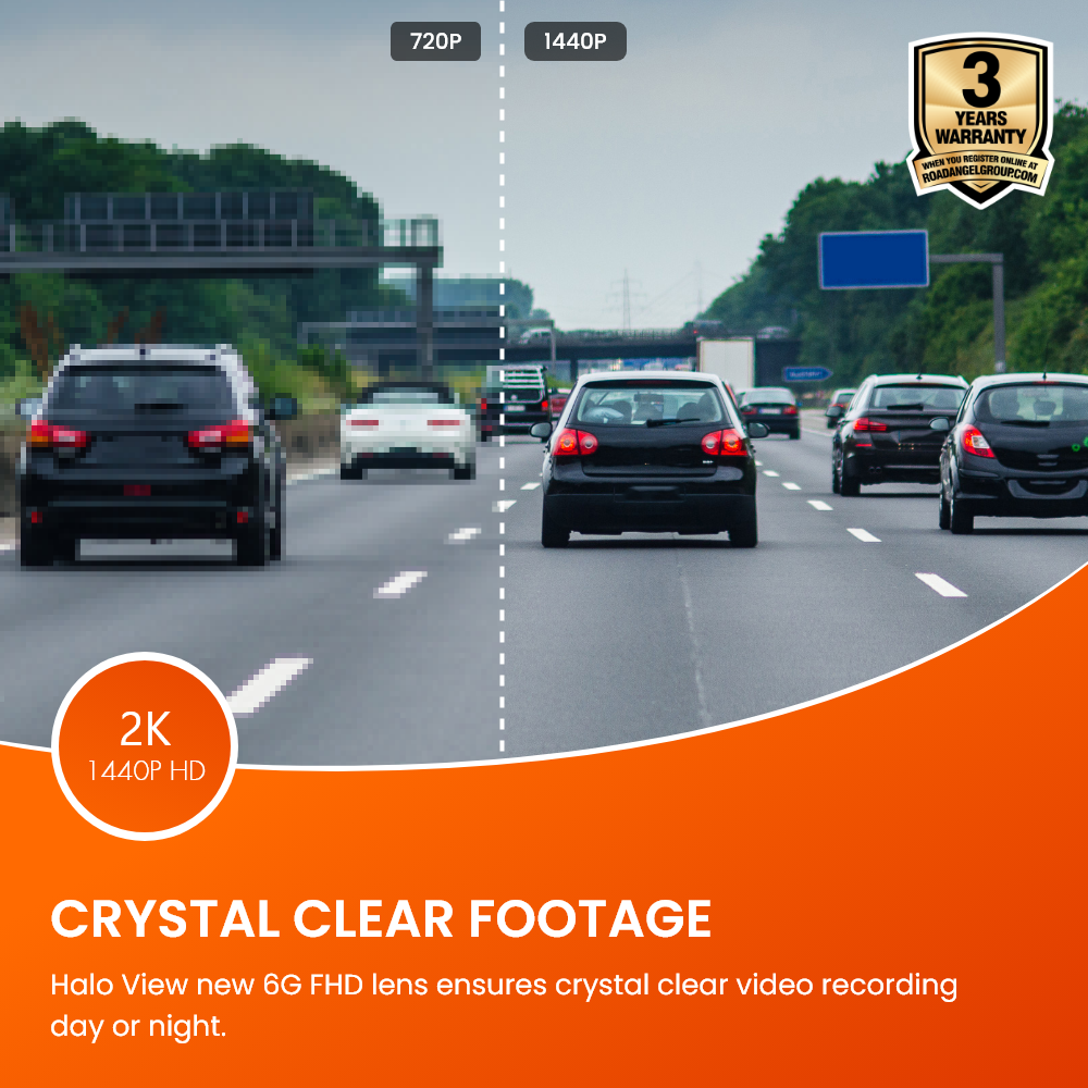 Road Angel Halo Vision Rear View Mirror and Dash Cam with 64GB SD Card & Hardwiring Kit Bundle