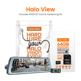 NEW - Road Angel Halo View 2 Rear View Mirror and Dash Cam with 64GB SD Card & Hardwiring Kit Bundle