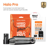 Road Angel Halo Pro Front and Rear Dash Cam with 64GB SD Card & Hardwiring Kit Bundle