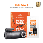 Road Angel Halo Drive 2K Compact Dash Cam with 64GB SD Card & Hardwiring Kit Bundle