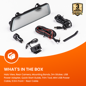 NEW - Road Angel Halo View 2 Rear View Mirror and Dash Cam with 32GB SD Card & Hardwiring Kit Bundle